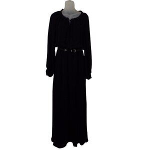 MNG SUIT by Mango Black Maxi Dress Belted, Lined Size XS - S Vacation Casual NWT